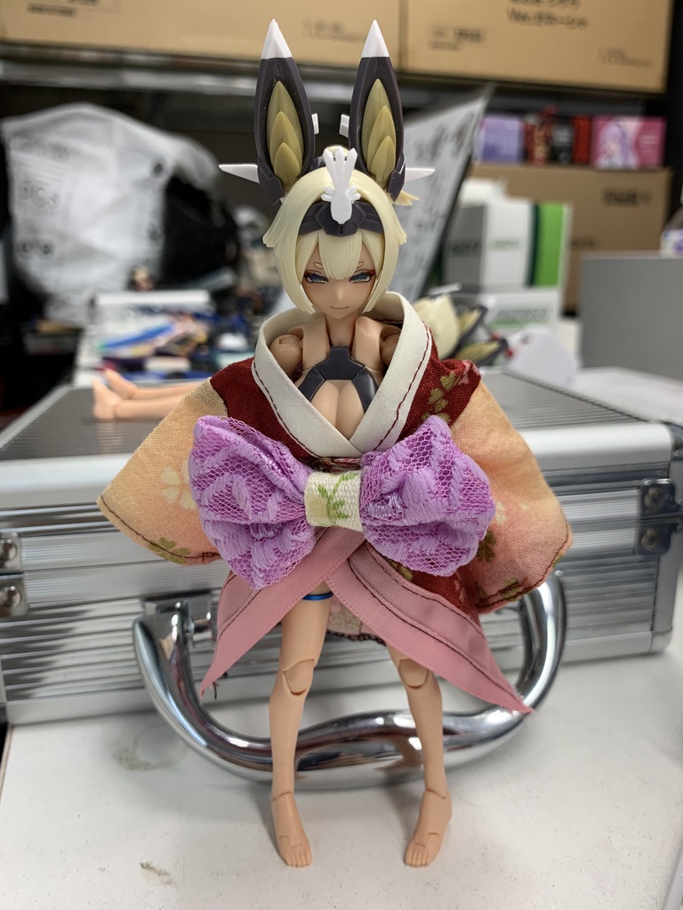 1/12用 花魁風リボン帯付き着物