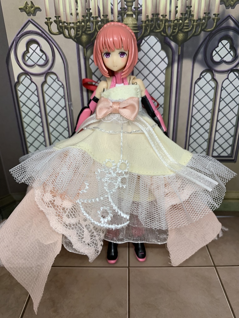 1/12全対応 リボンストール付きドレス