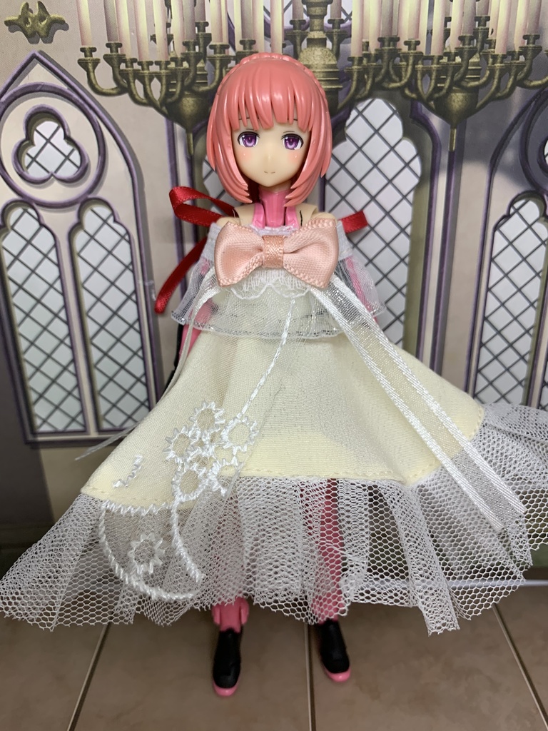 1/12全対応 リボンストール付きドレス