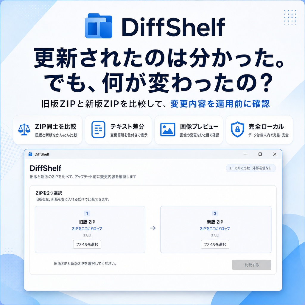 DiffShelf - ZIP更新差分チェッカー for Windows