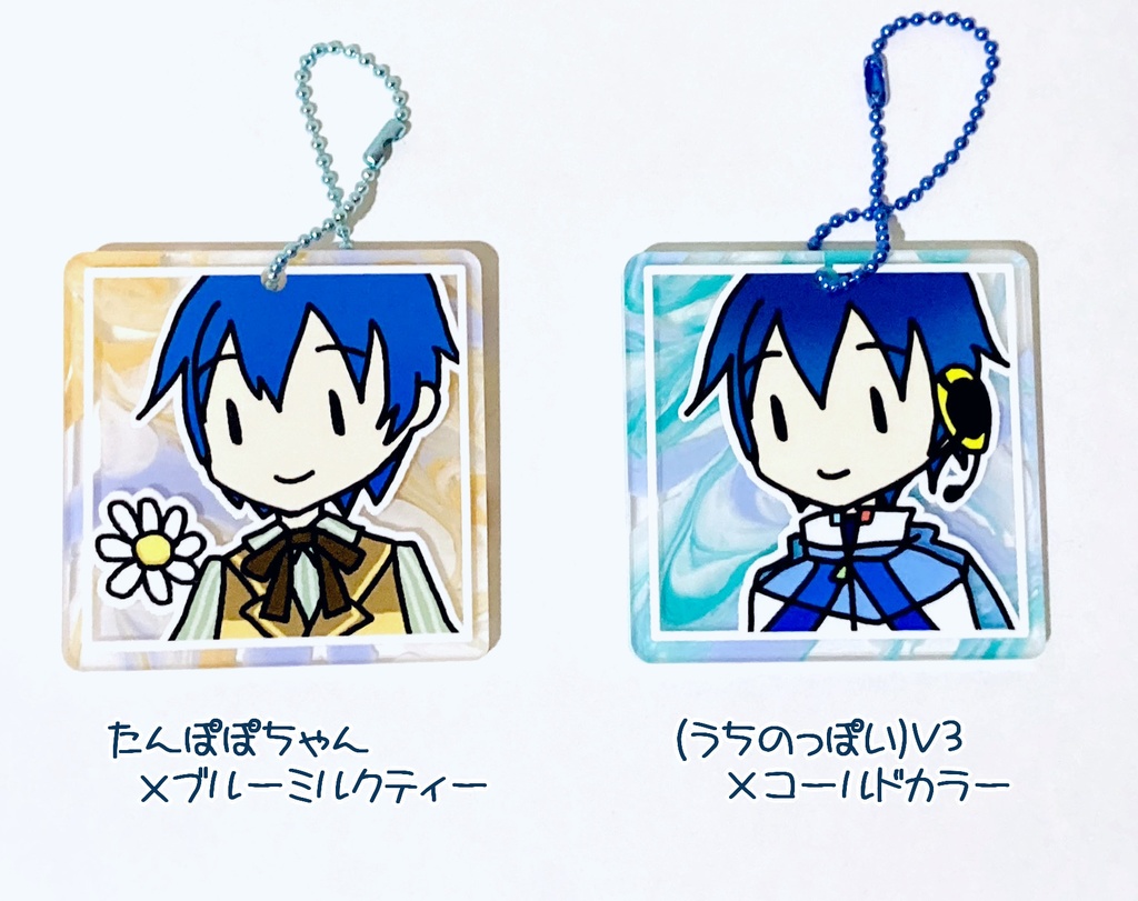 マーブル柄アクリルキーホルダー