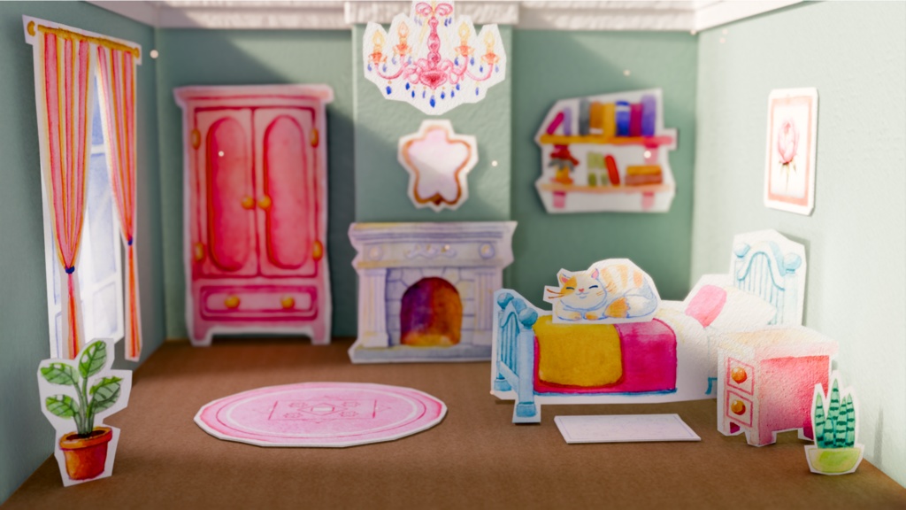 Free animated vtuber background | Sunny room streaming overlay | Free Twitch asset | Non-AI | 無料 動く配信背景 | vtuber向け | 日差しの差す寝室 | 無料配布