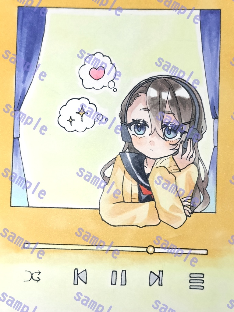 手描きイラスト-音楽プレイヤー風(黄)