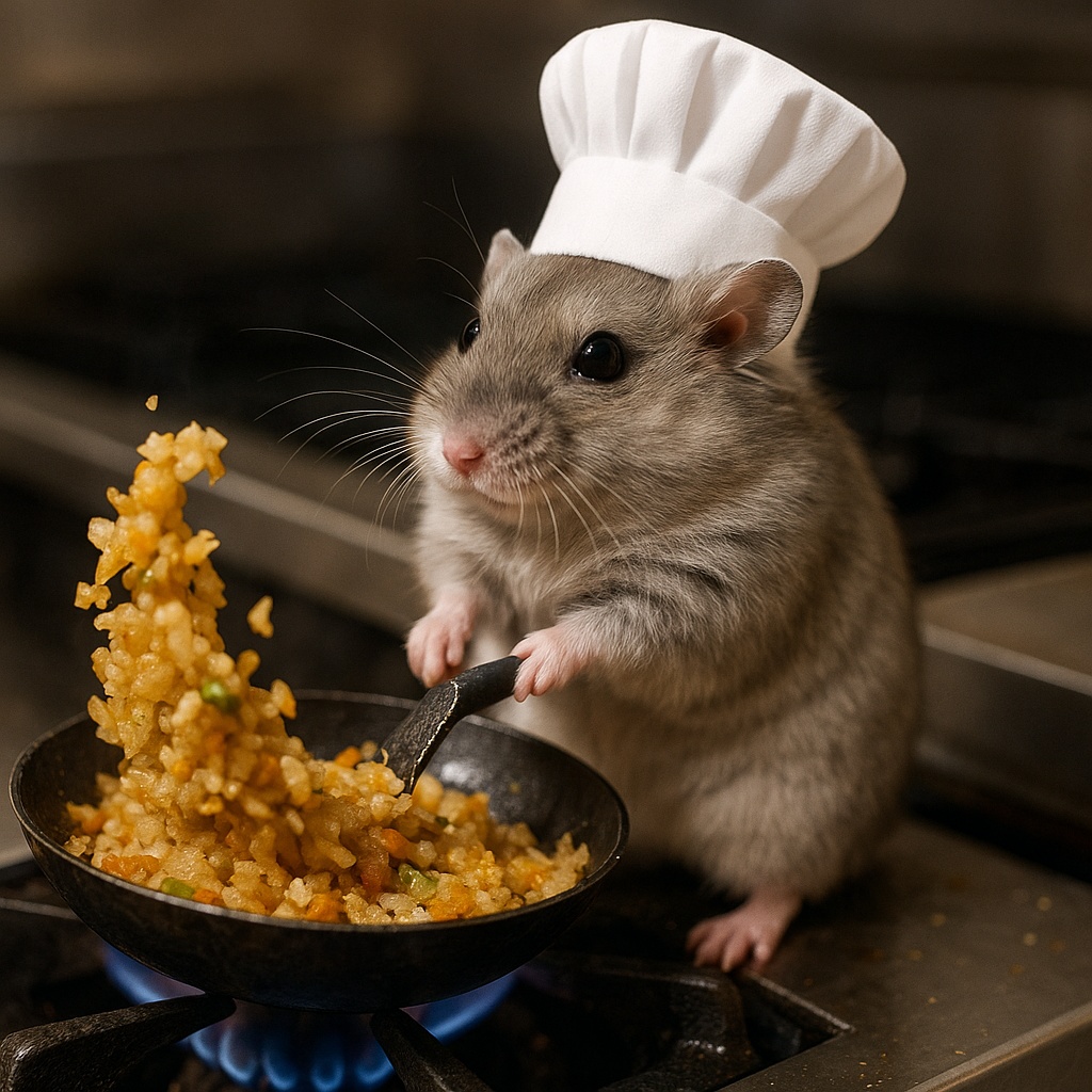 【AI写真集】ハムスターシェフ「チョコ」料理シリーズ4枚セット｜Cute Hamster Chef Photo Pack