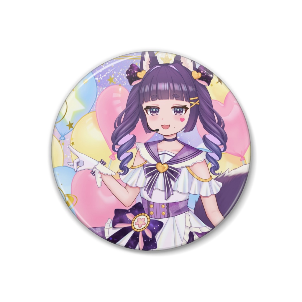狐神れんげ 1周年記念立ち絵缶バッチ