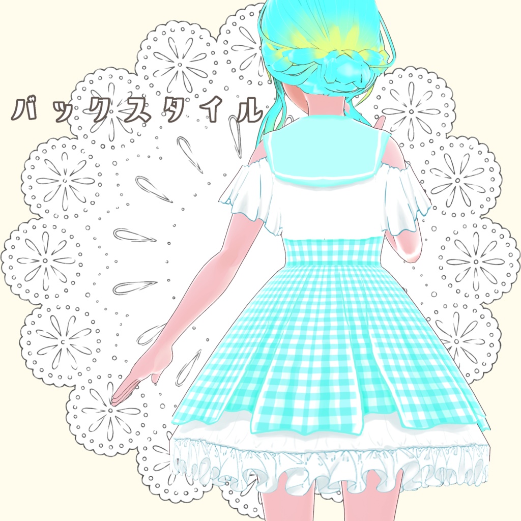 【Vroid】ギンガムセーラーワンピ【無料版あり】