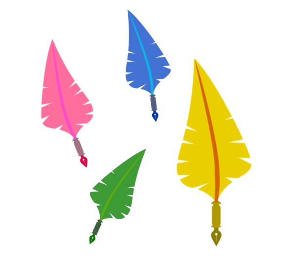 羽ペン素材セット（透過PNG / 色違い・反転あり）