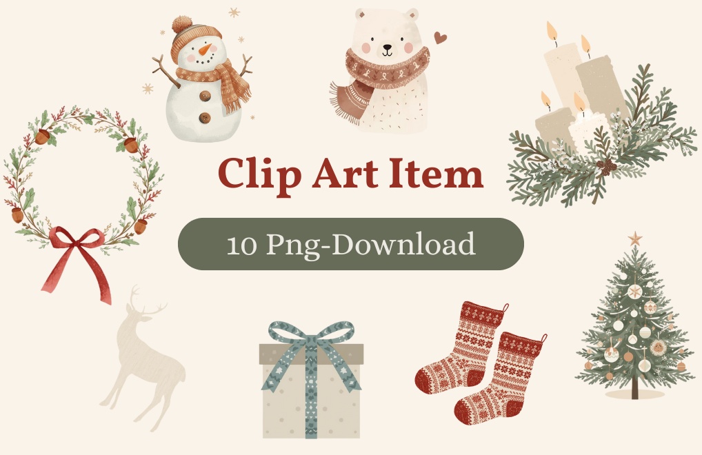 Nordic Noël — 北欧風クリスマスクリップアート10点セット