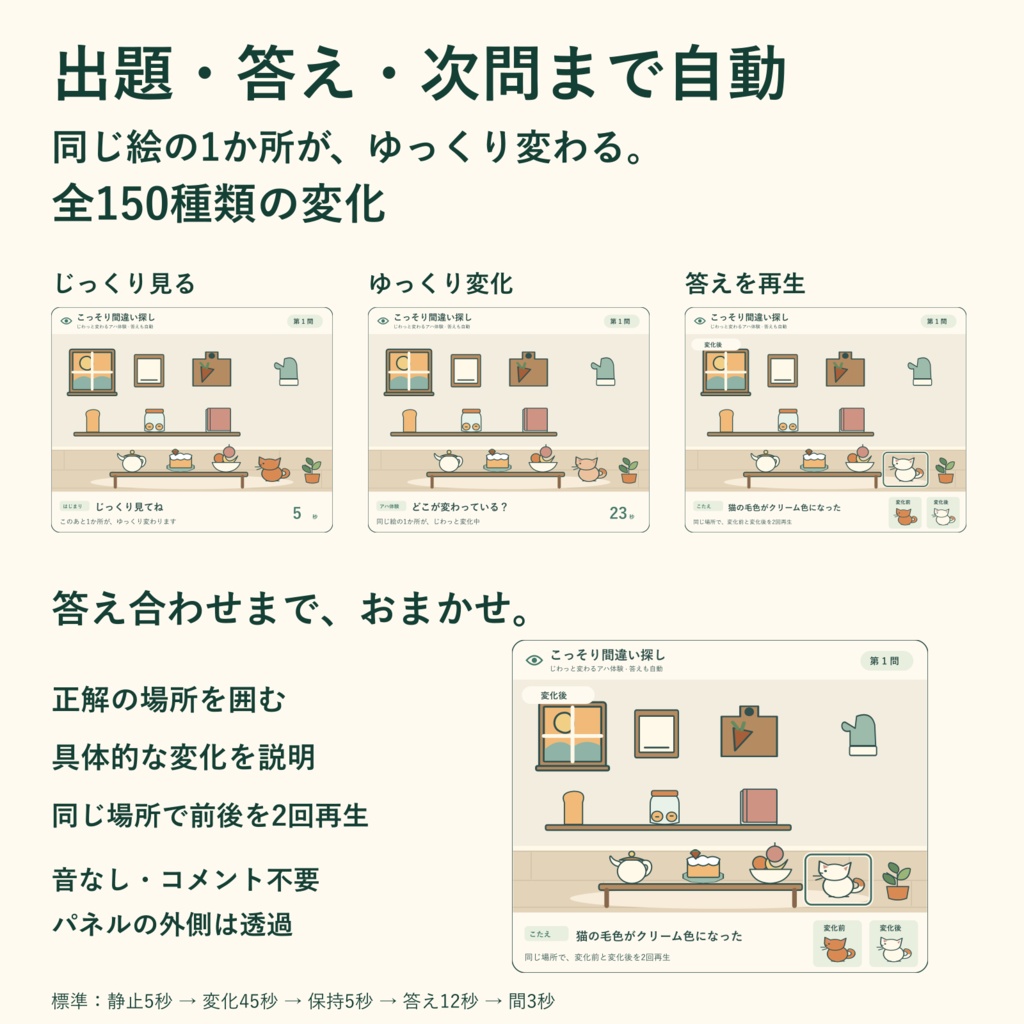 こっそり間違い探し|全150種類の変化・OBS配信アハ体験