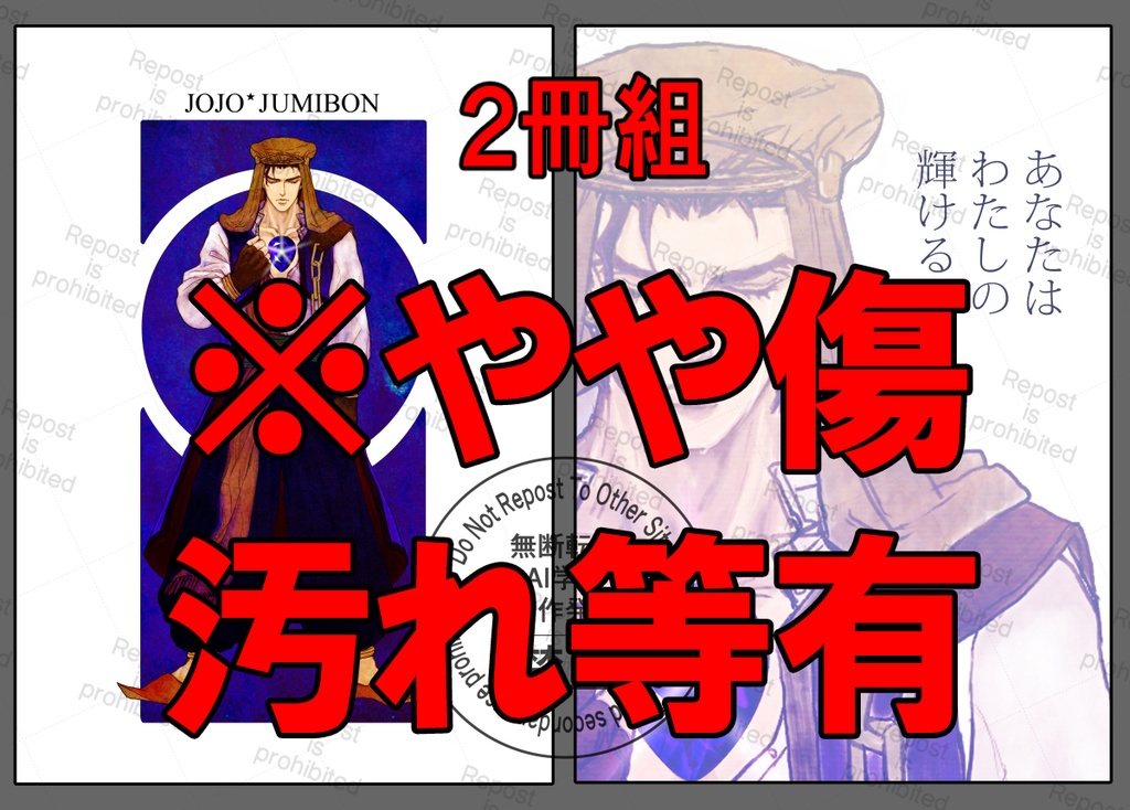 【匿名配送】【初期汚れあり】JOJO珠魅パロWEB再録本（２冊組）カラー設定集＋承花シーン漫画本