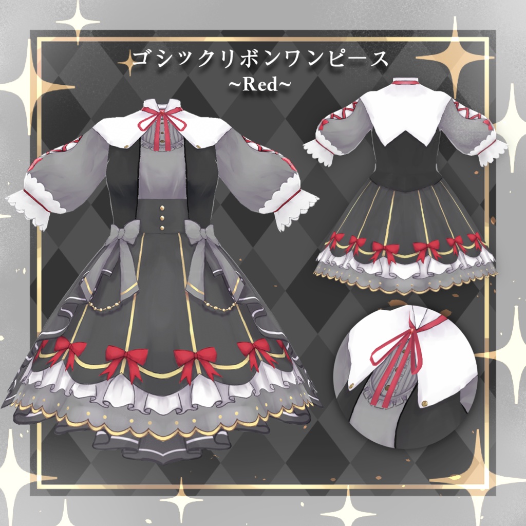 ゴシックリボンワンピースセット【VRoid正式版衣装テクスチャ】