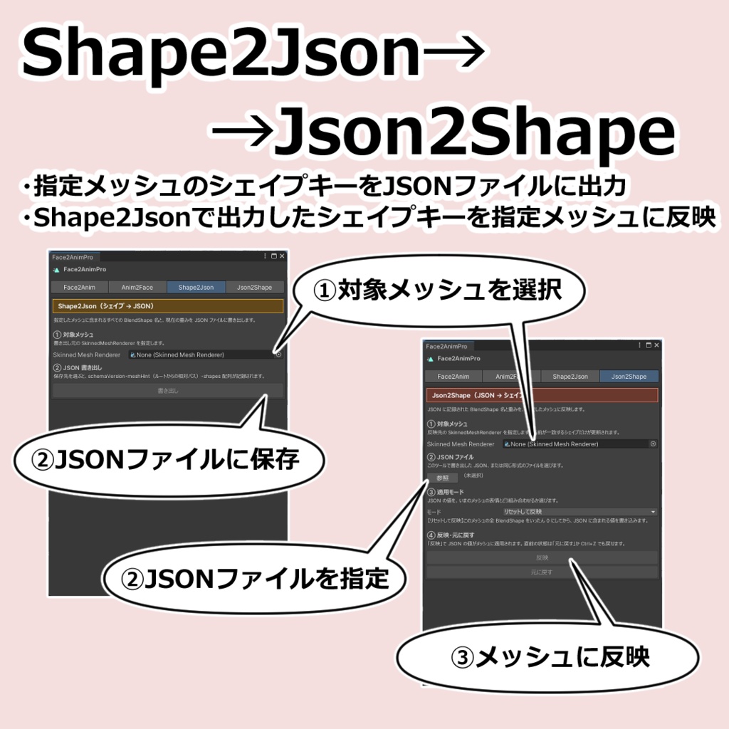 【簡単.anim保存/読込】Face2AnimPro 【Unity Editor拡張】- 改変した表情をそのままアニメーション書き出し