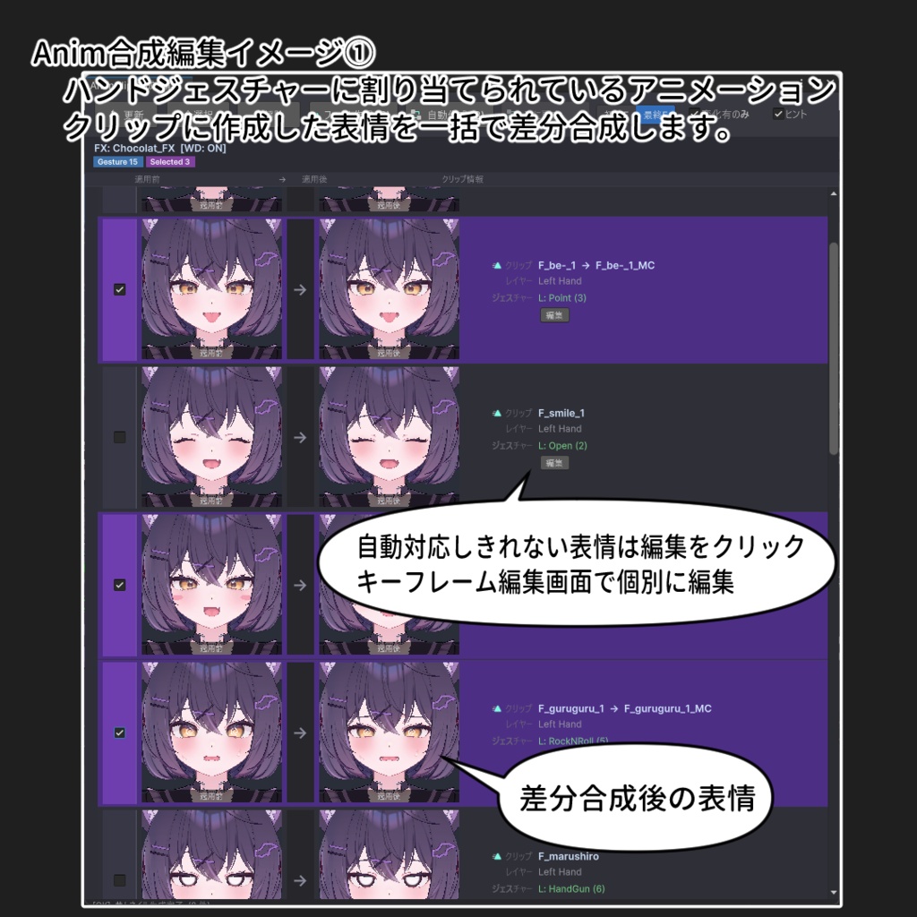 【VRChat 表情改変支援ツール】MorphCanvas2 - for ショコラ -Chocolat-【Unity Editor拡張】
