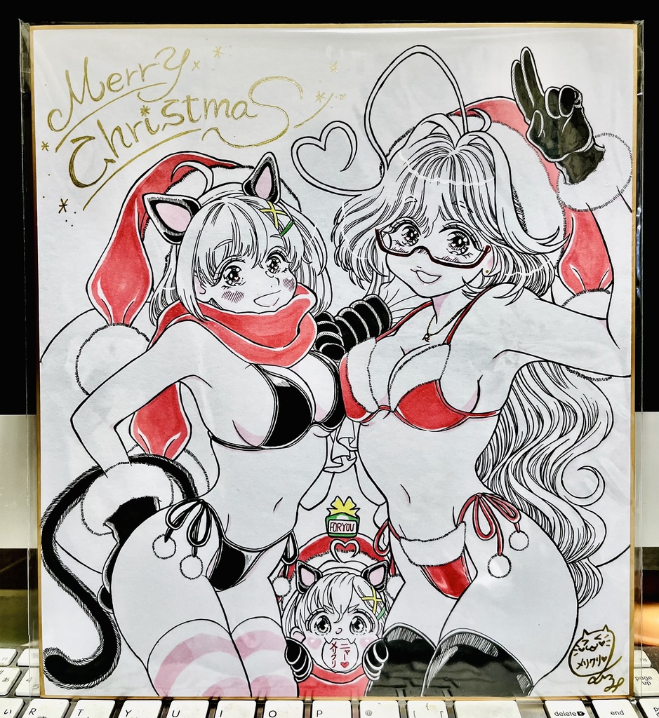 直筆色紙『ぷにっとサンタとMerry Christmas 🎅🎁』〜RINA✖️あず➕チビあずたん〜