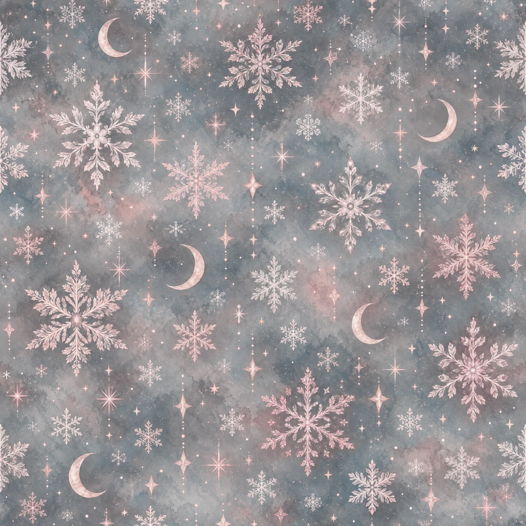 【商用利用OK】クリスマス雪の結晶と三日月 デジタルペーパー5色セット / 2000×2000px PNG