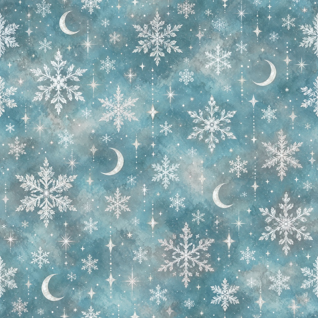 【商用利用OK】クリスマス雪の結晶と三日月 デジタルペーパー5色セット / 2000×2000px PNG