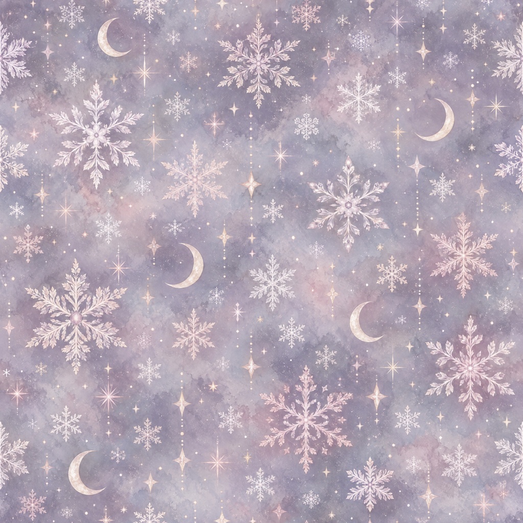 【商用利用OK】クリスマス雪の結晶と三日月 デジタルペーパー5色セット / 2000×2000px PNG