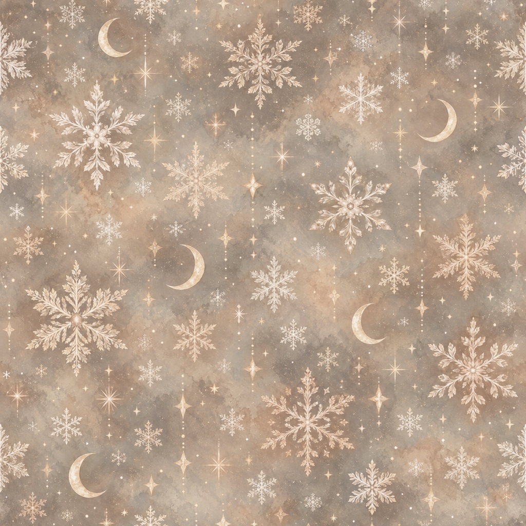 【商用利用OK】クリスマス雪の結晶と三日月 デジタルペーパー5色セット / 2000×2000px PNG