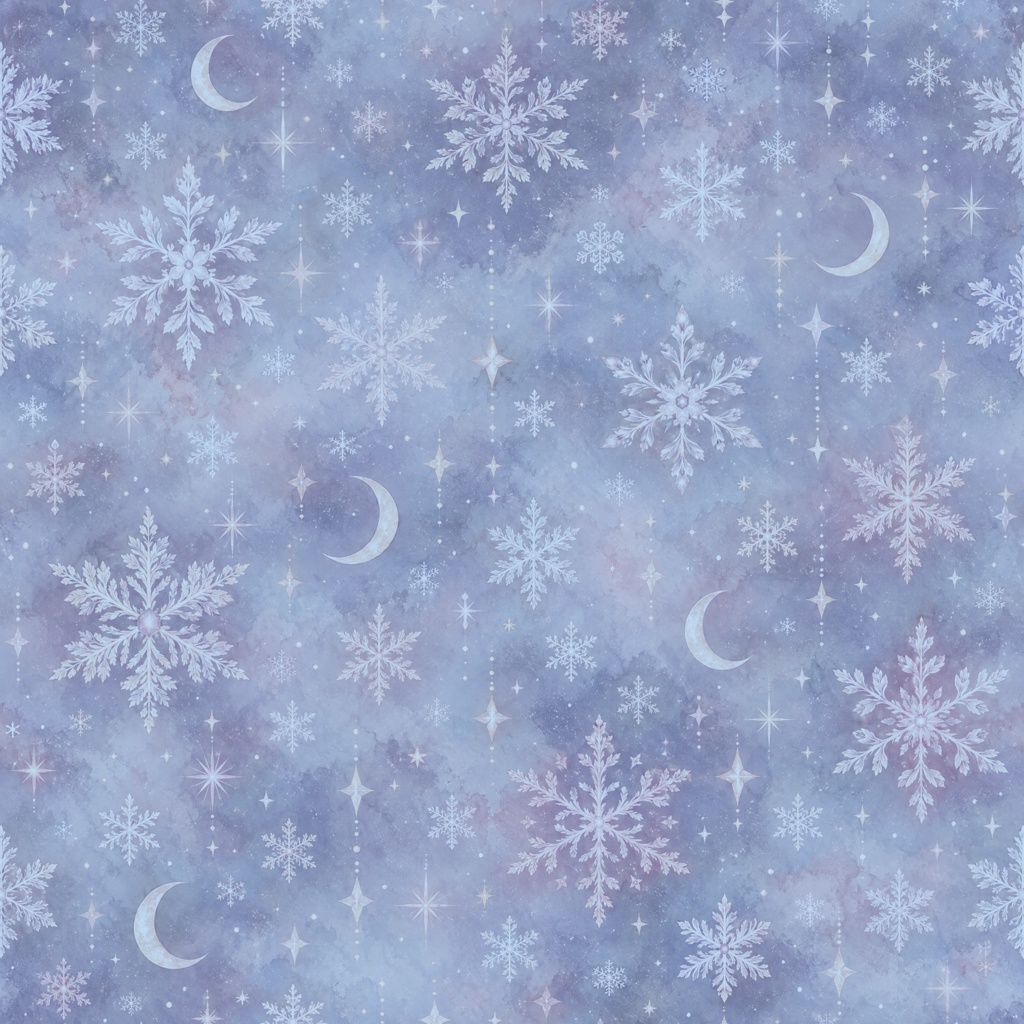 【商用利用OK】クリスマス雪の結晶と三日月 デジタルペーパー5色セット / 2000×2000px PNG