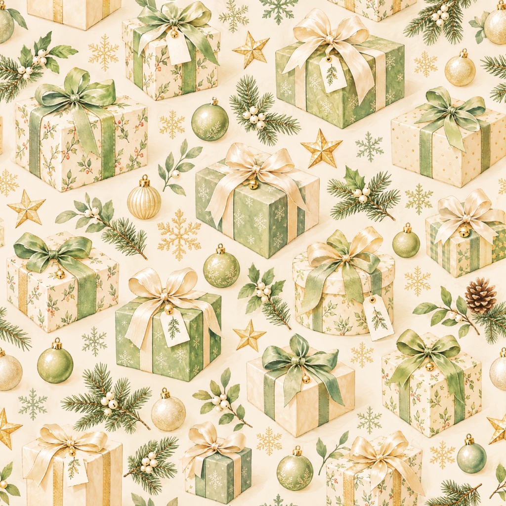【商用利用OK】クリスマスプレゼント デジタルペーパー5色セット / 2000×2000px PNG