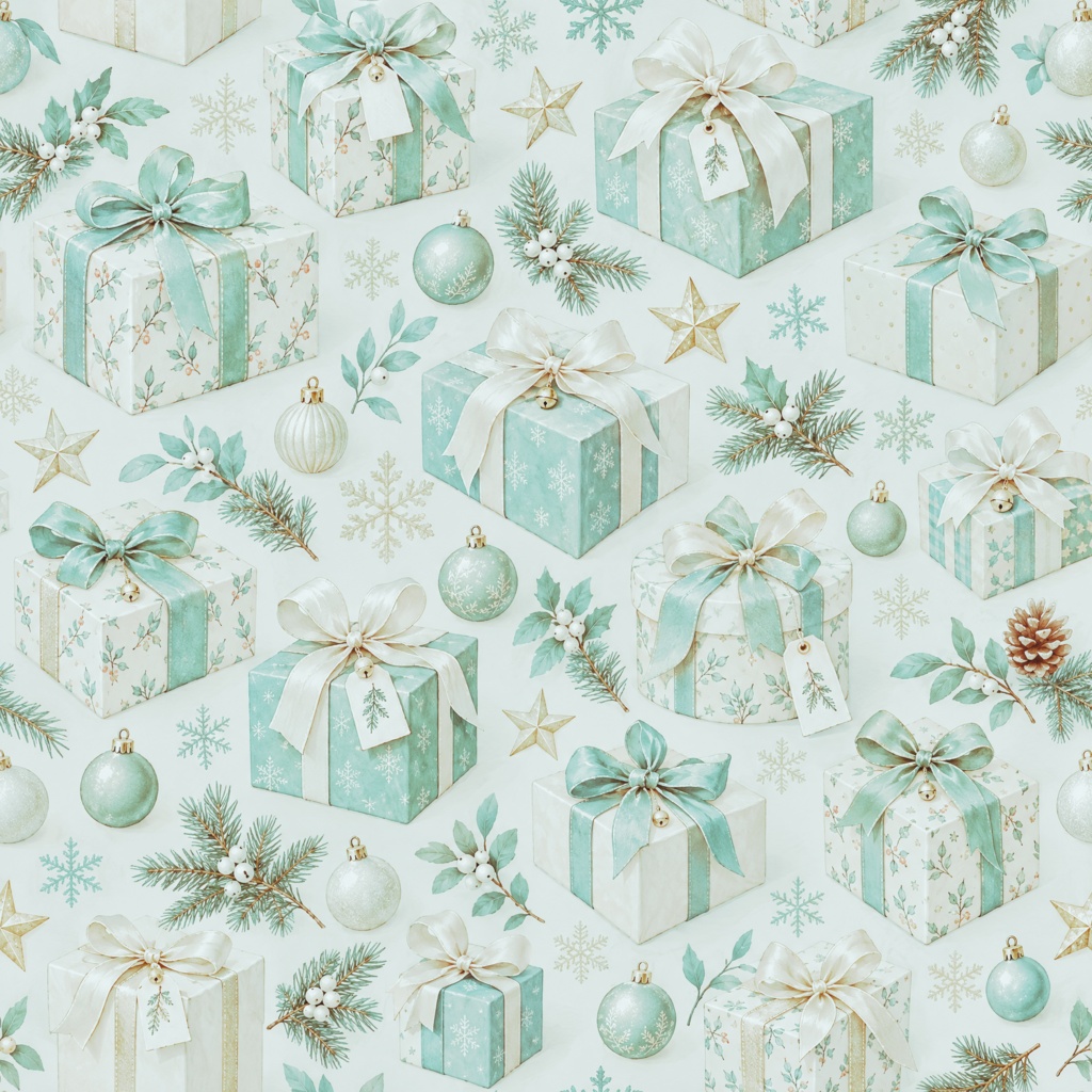 【商用利用OK】クリスマスプレゼント デジタルペーパー5色セット / 2000×2000px PNG