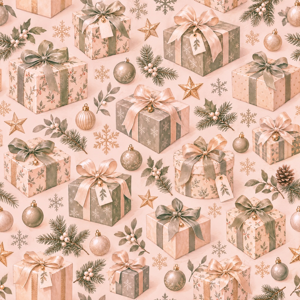 【商用利用OK】クリスマスプレゼント デジタルペーパー5色セット / 2000×2000px PNG