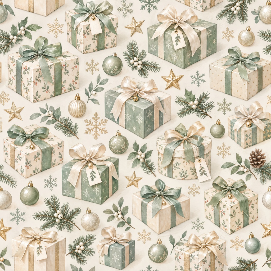 【商用利用OK】クリスマスプレゼント デジタルペーパー5色セット / 2000×2000px PNG