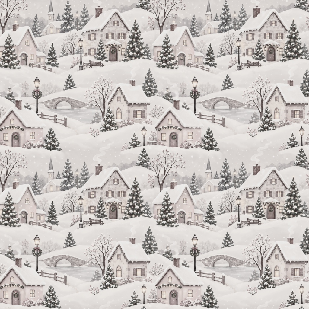 【商用利用OK】クリスマス雪の町 デジタルペーパー5色セット / 2000×2000px PNG