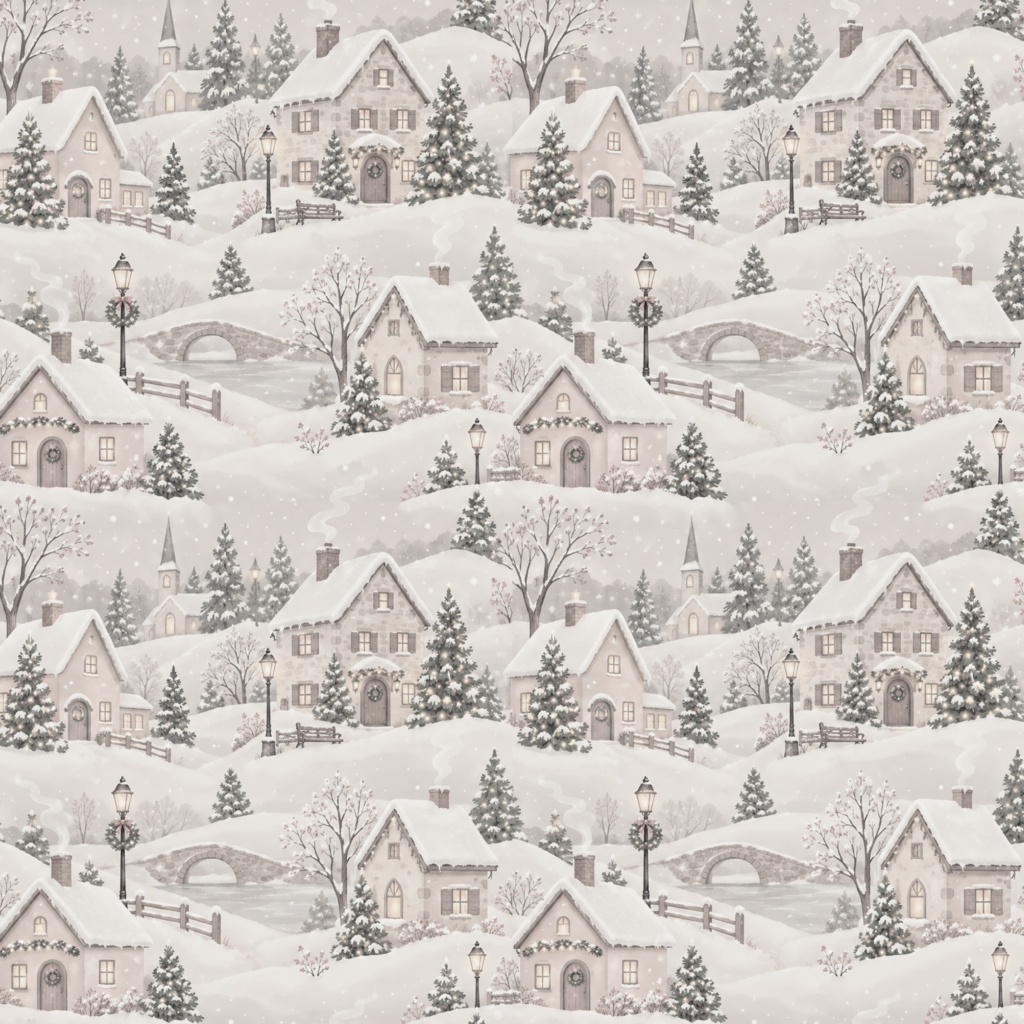 【商用利用OK】クリスマス雪の町 デジタルペーパー5色セット / 2000×2000px PNG