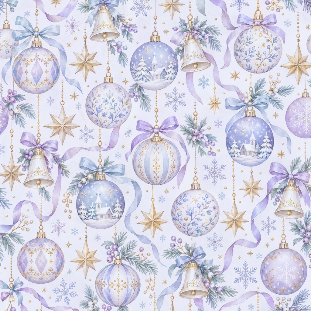 【商用利用OK】クリスマスオーナメント デジタルペーパー5色セット / 2000×2000px PNG