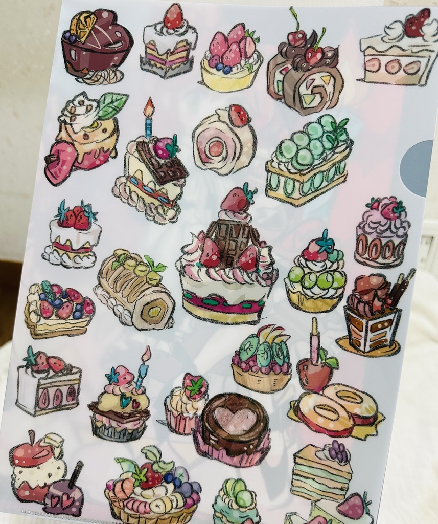 【手描きポストカード】プレゼント+イラスト集16ページ&クリアファイル名刺セット