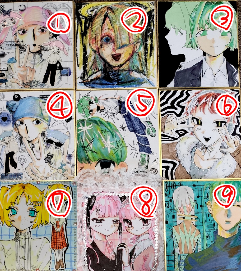 ミニ原画色紙 1500円