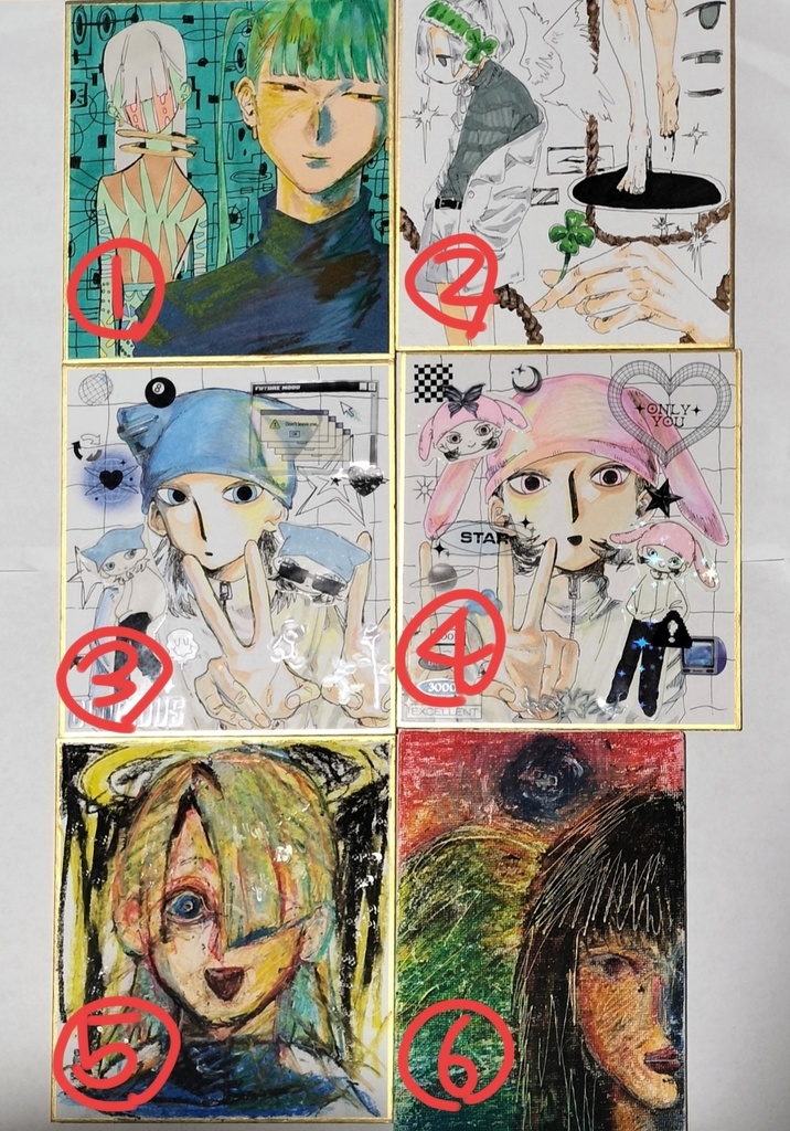 ミニ原画色紙 1500円 2