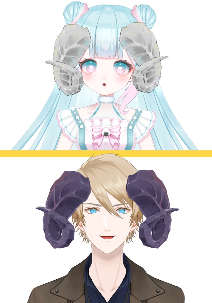 羊角黒白【高画質、商用利用権】