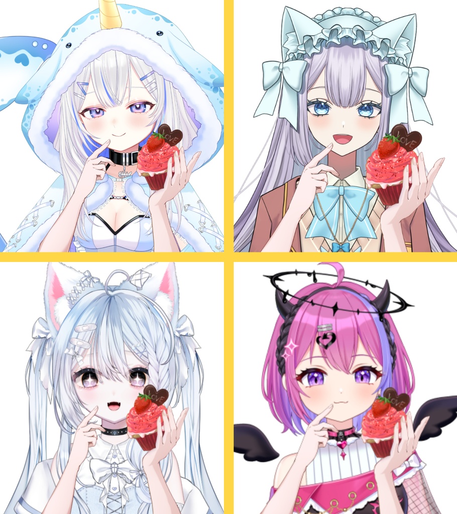 苺のカップケーキ【高画質、商用利用】