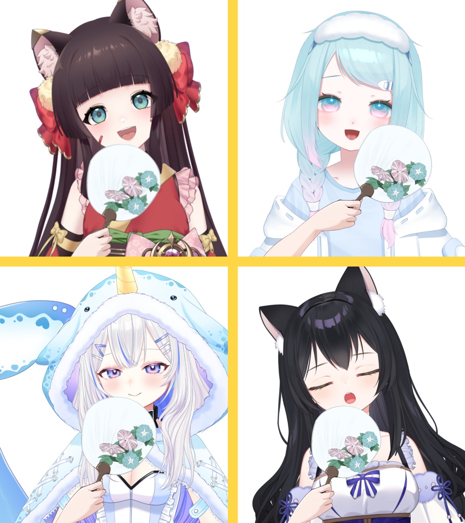 朝顔団扇ハンド【高画質商用利用】