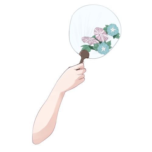 朝顔団扇ハンド【高画質商用利用】