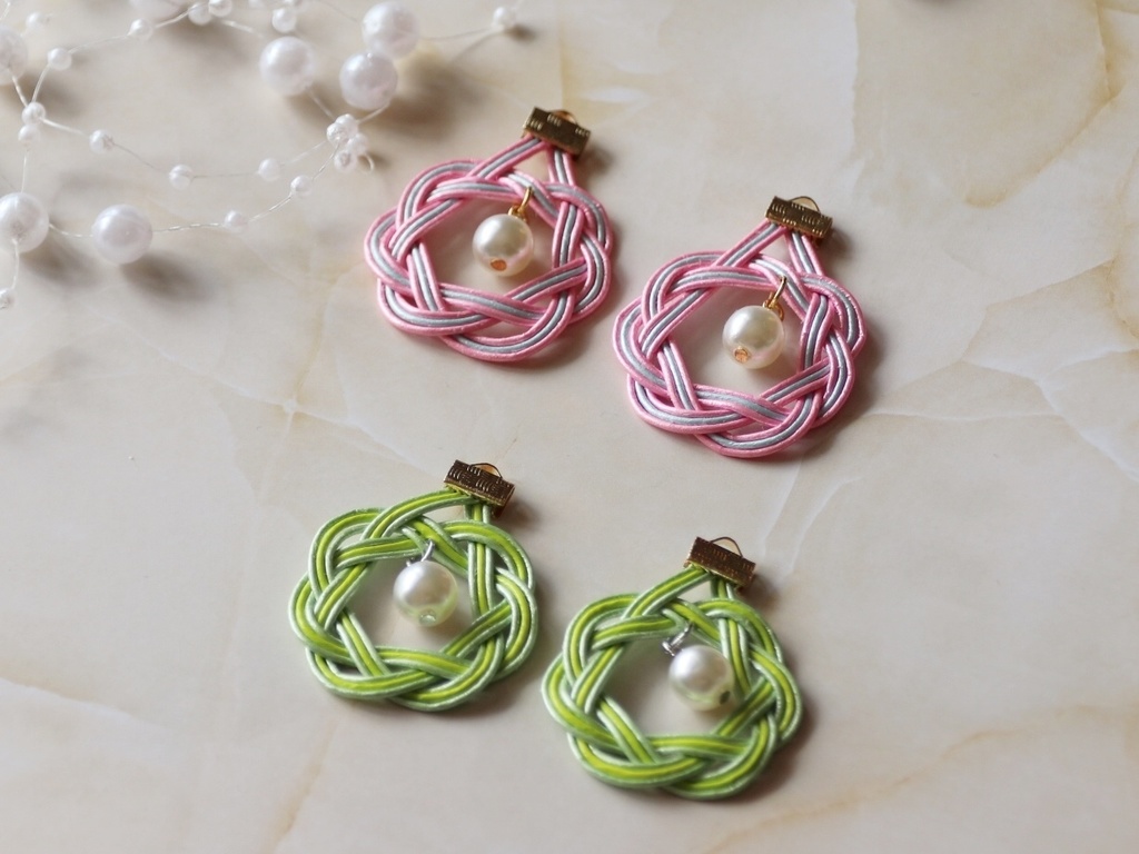 あいおい結びピンク ピアス・イヤリング