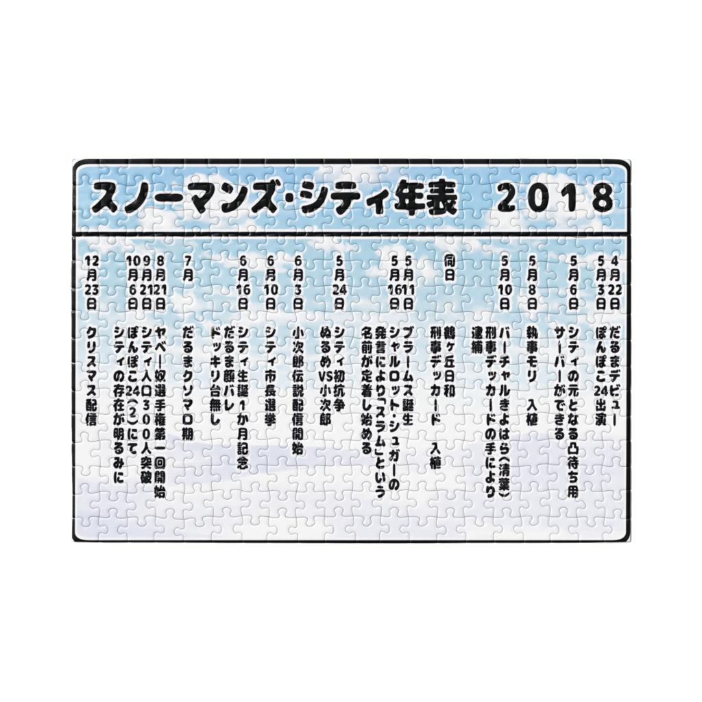 スノーマンズ・シティ年表2018パズル