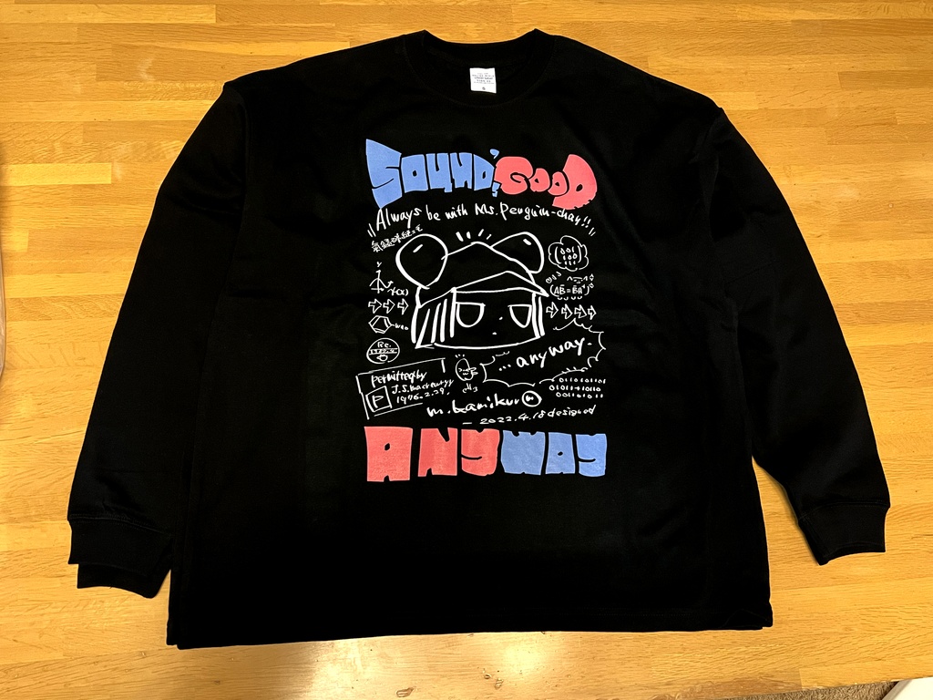 【デザフェス55新作】ビッグシルエットTシャツ長袖 ペンギンanyway黒