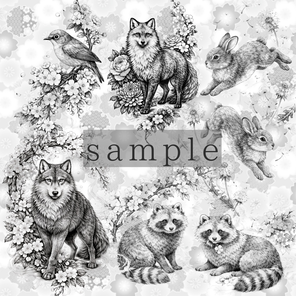 【VRChat向け】花と動物タトゥー5点セット