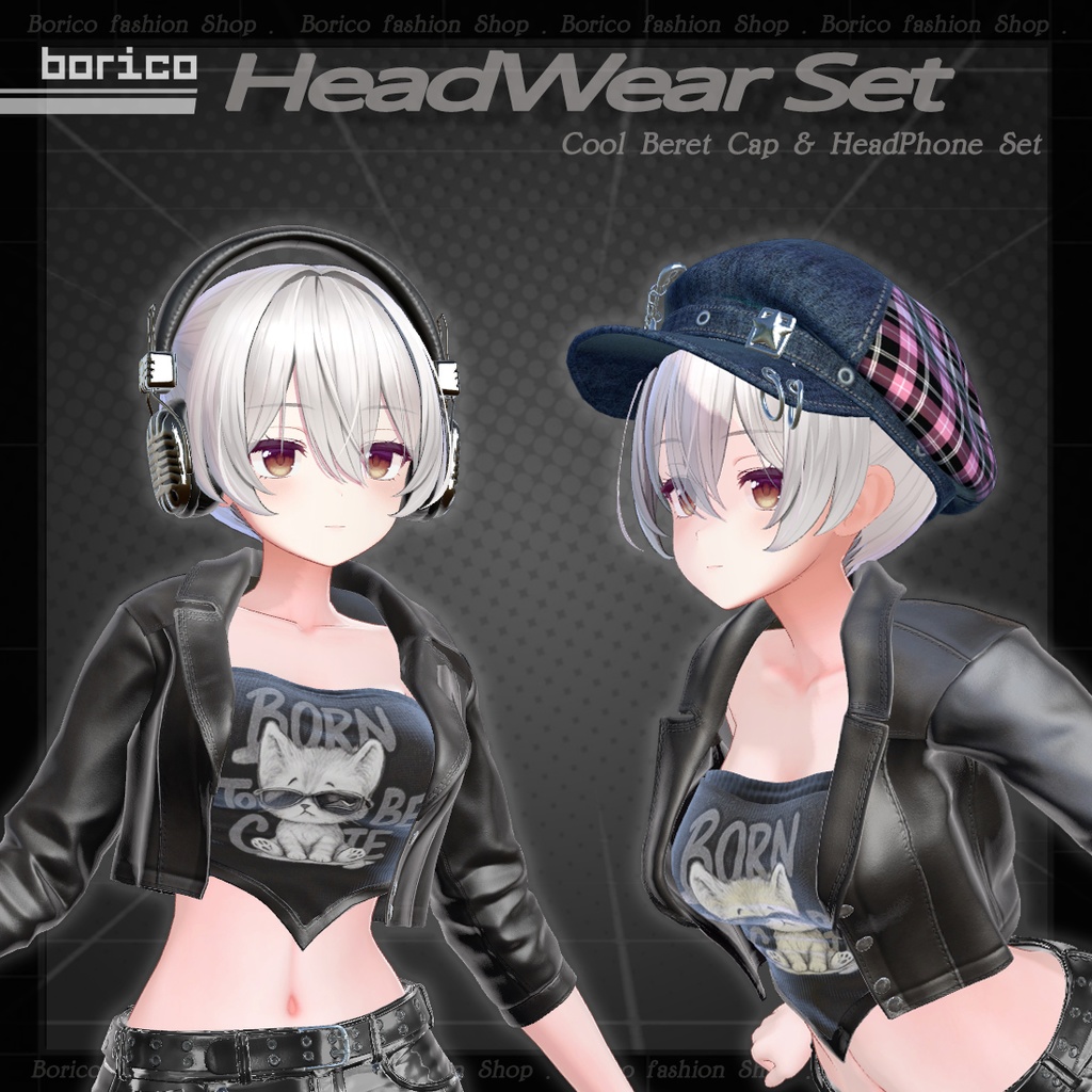 ベレー帽とヘッドフォンセット( Beret and headphone set )