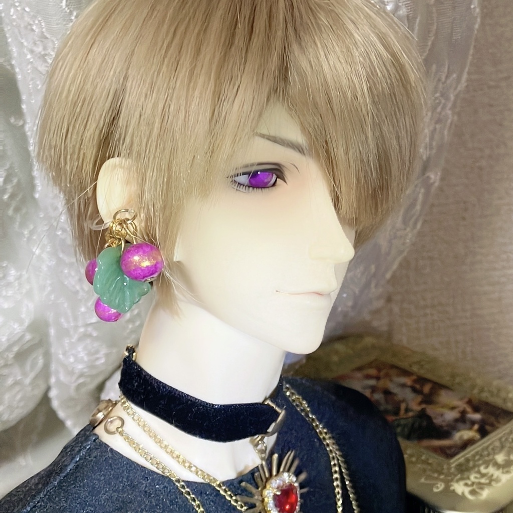 ドールアクセ 葡萄のピアス