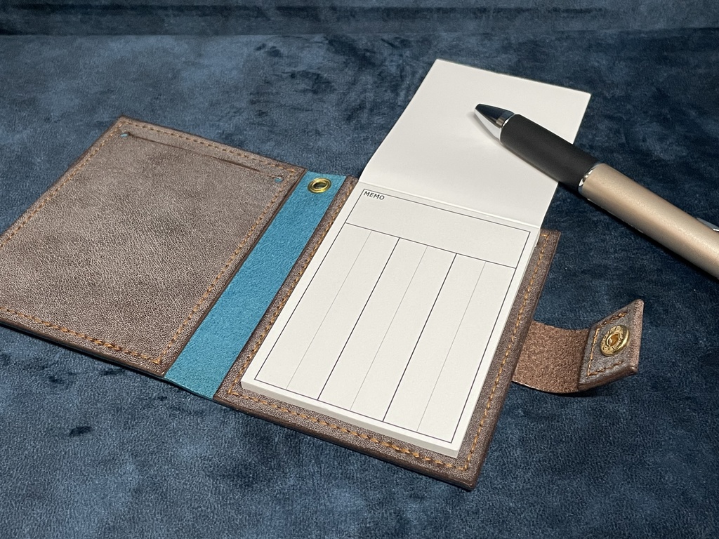 TCGメモパッドカバー:ターコイズ×チョコブラウン