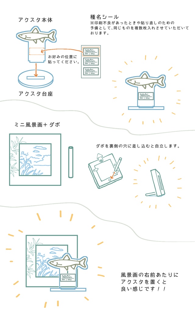 風景と飾るいきものアクスタ【ウグイ】