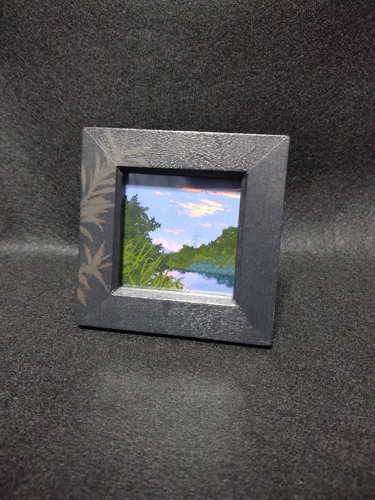 ミニ風景画_夕方の川べり