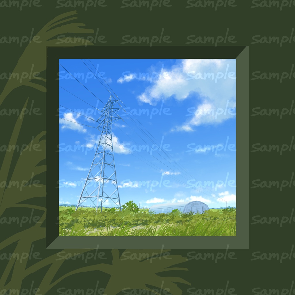 ミニ風景画_青空と鉄塔