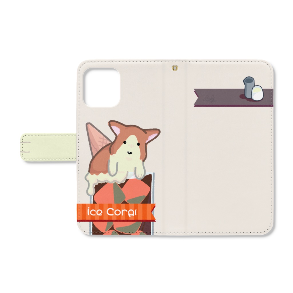 手帳型iPhoneケース / Ice Corgi