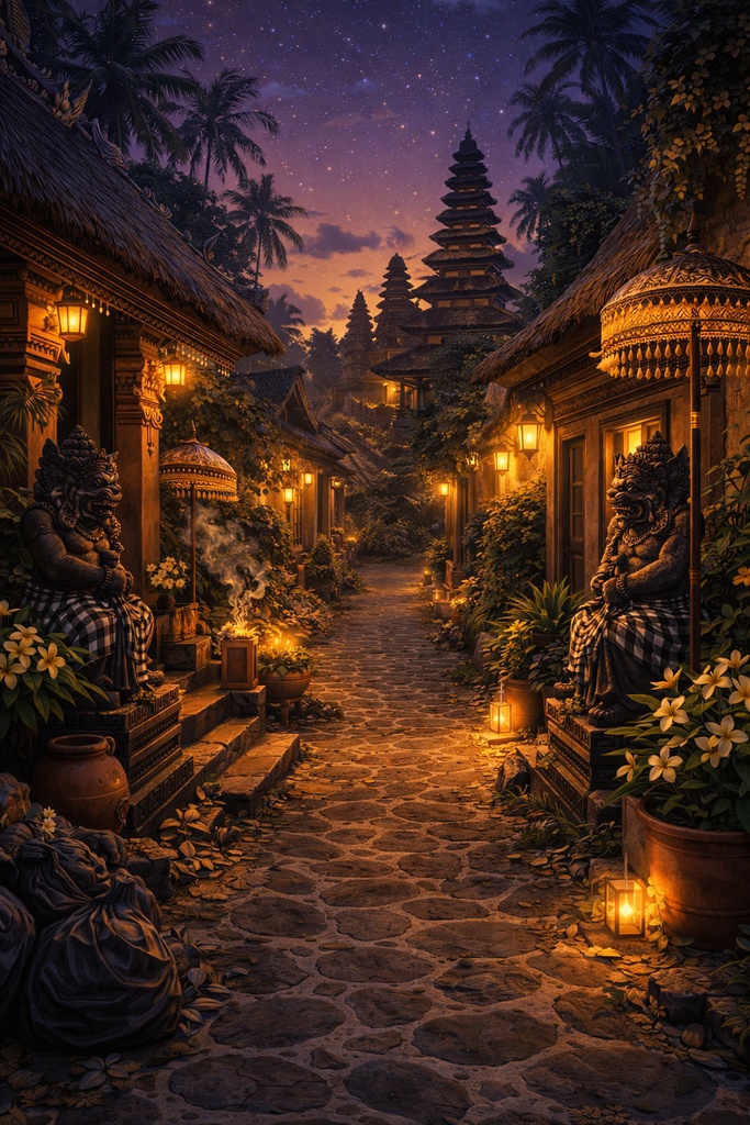 世界の路地裏(東京・国内地方・インド・ギリシャ・バリ島)10枚+おまけ1枚|配信・ゲーム背景素材|朝・夕・夜 【16:9】