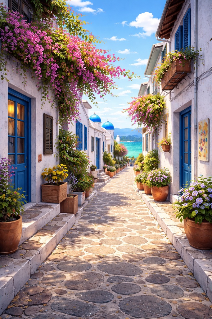 世界の路地裏(東京・国内地方・インド・ギリシャ・バリ島)10枚+おまけ1枚|配信・ゲーム背景素材|朝・夕・夜 【16:9】